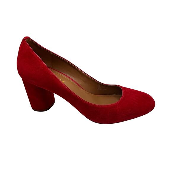 Coach Ophelia Women's Red Suede Block Heels Size 10 - Picture 1 of 5